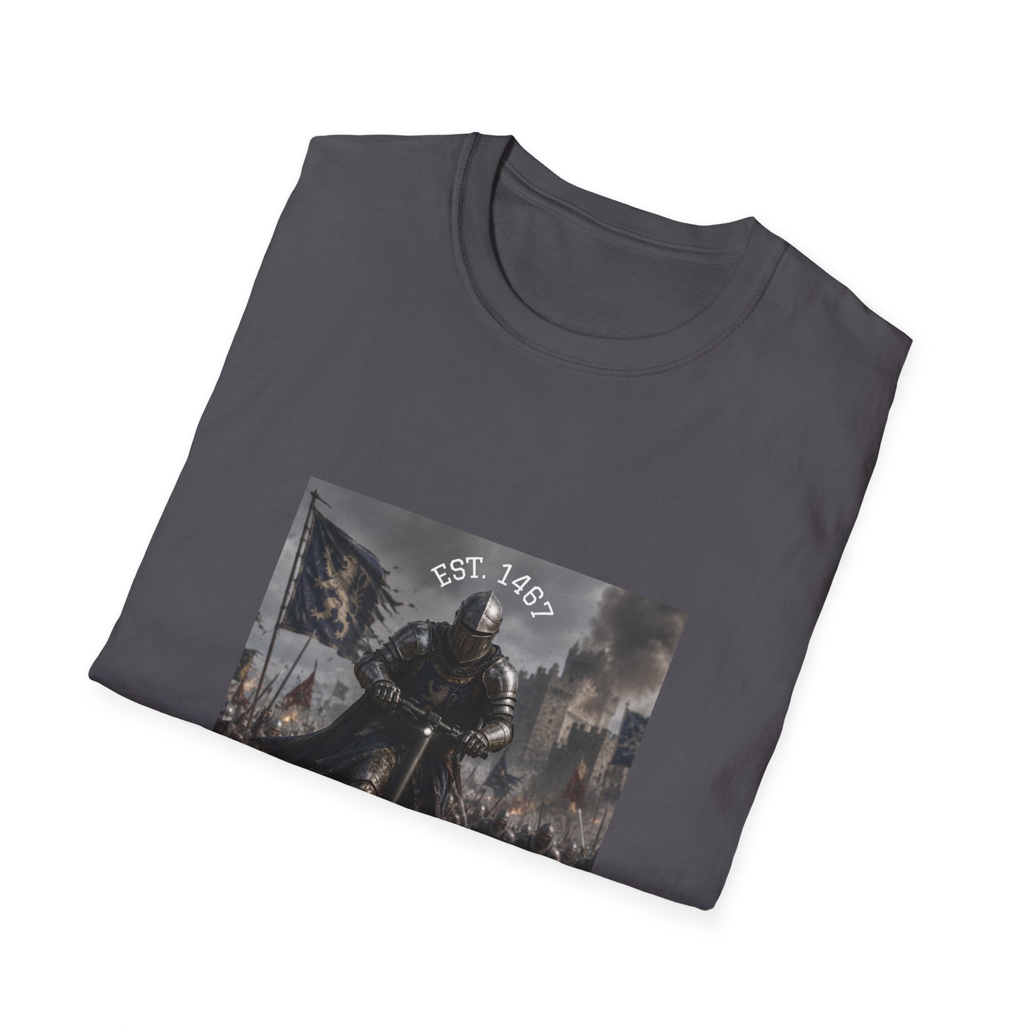 Medieval Knight Charging T-Shirt | Battle Scene, Armored Warrior