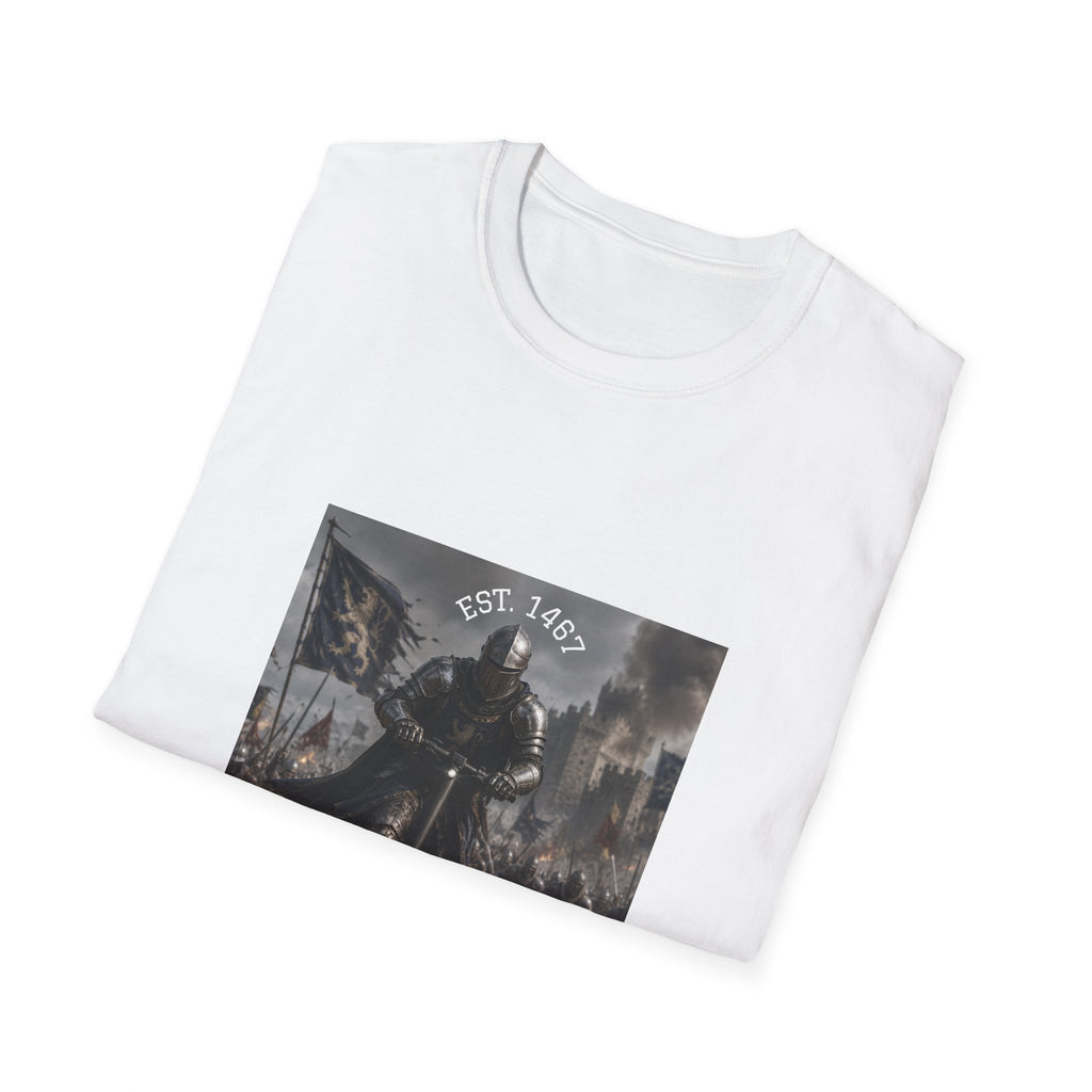 Medieval Knight Charging T-Shirt | Battle Scene, Armored Warrior
