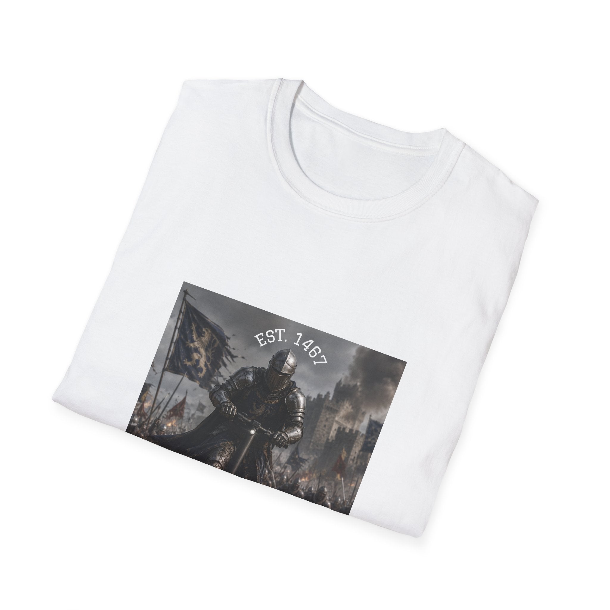 Medieval Knight Charging T-Shirt | Battle Scene, Armored Warrior