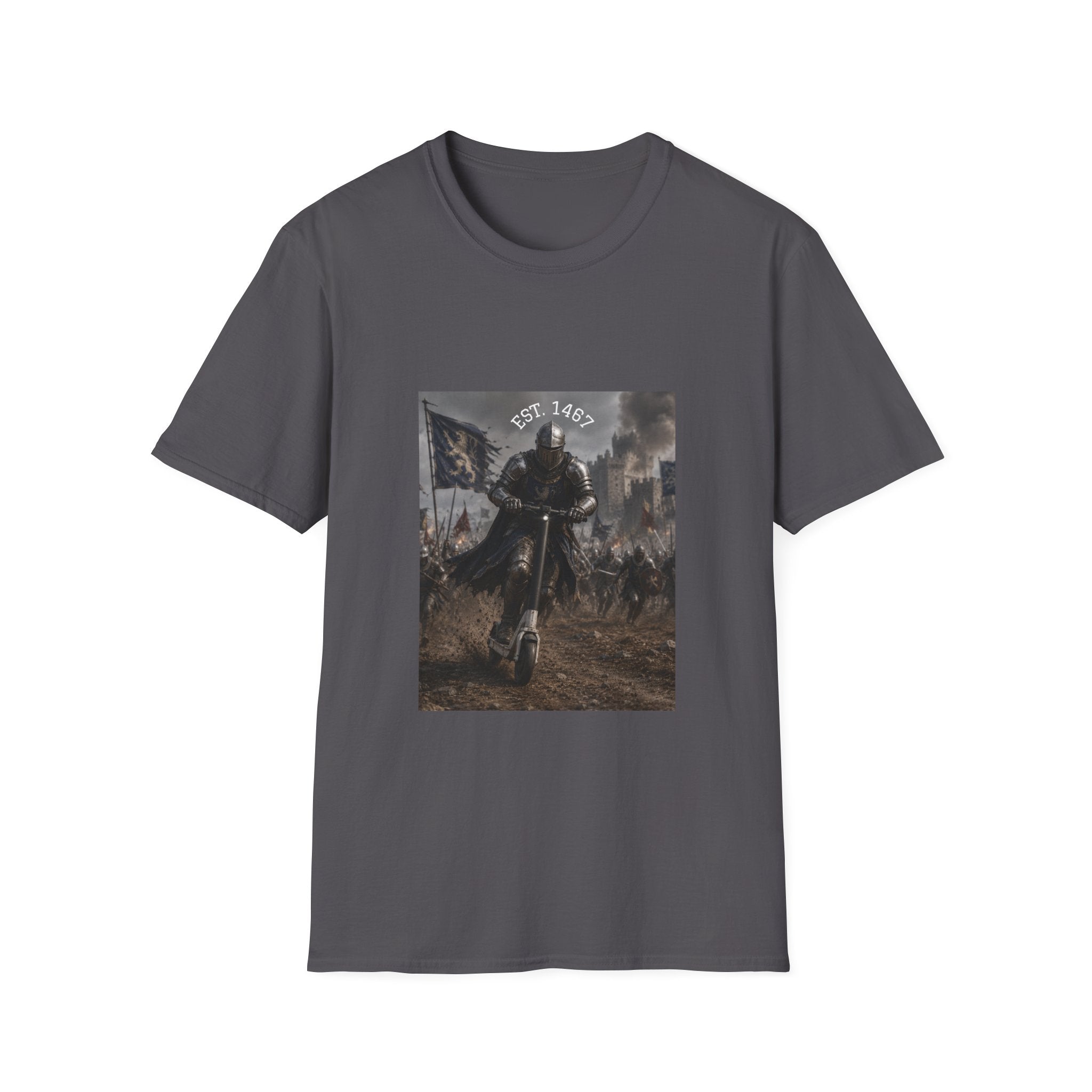 Medieval Knight Charging T-Shirt | Battle Scene, Armored Warrior