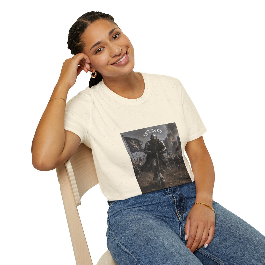 Medieval Knight Charging T-Shirt | Battle Scene, Armored Warrior