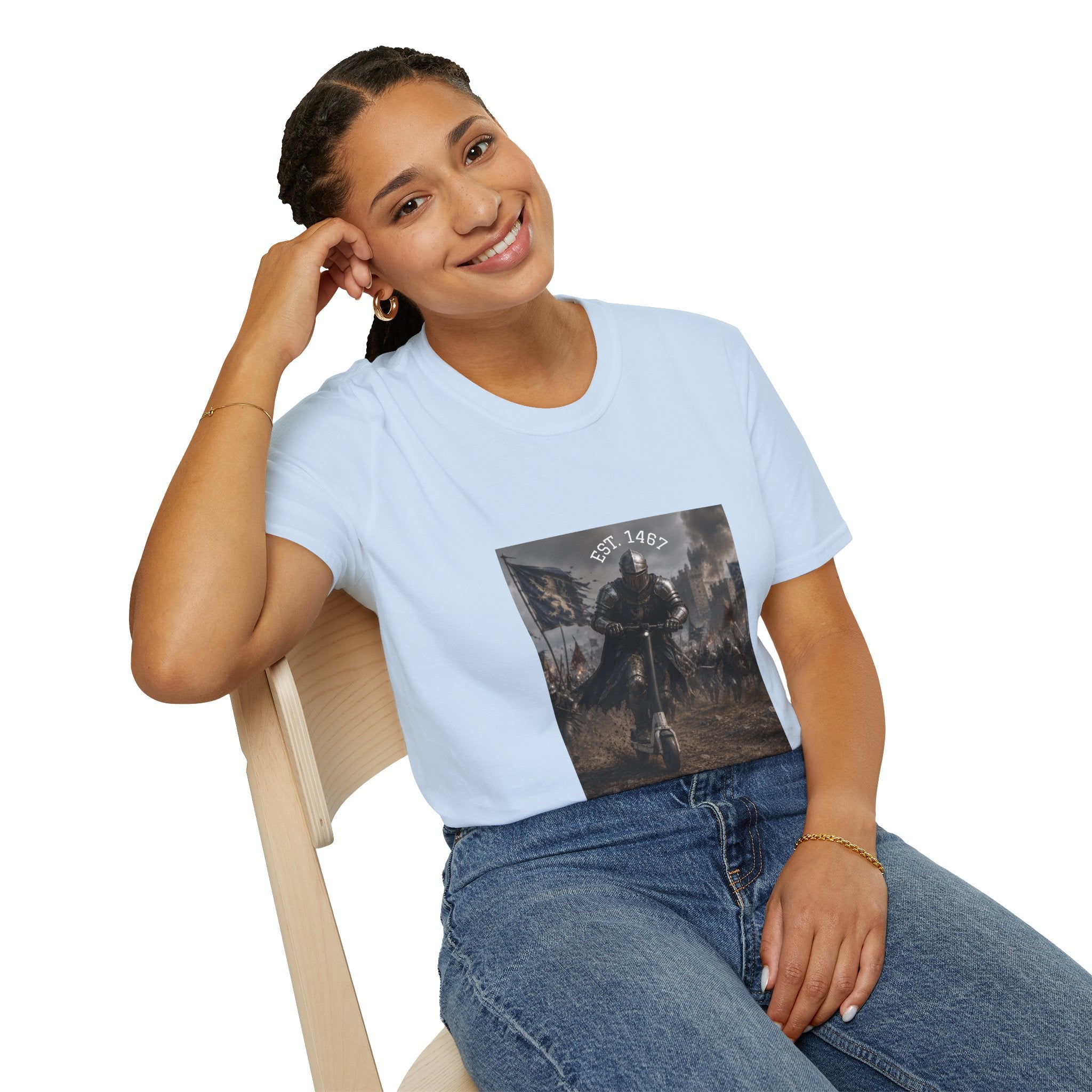 Medieval Knight Charging T-Shirt | Battle Scene, Armored Warrior