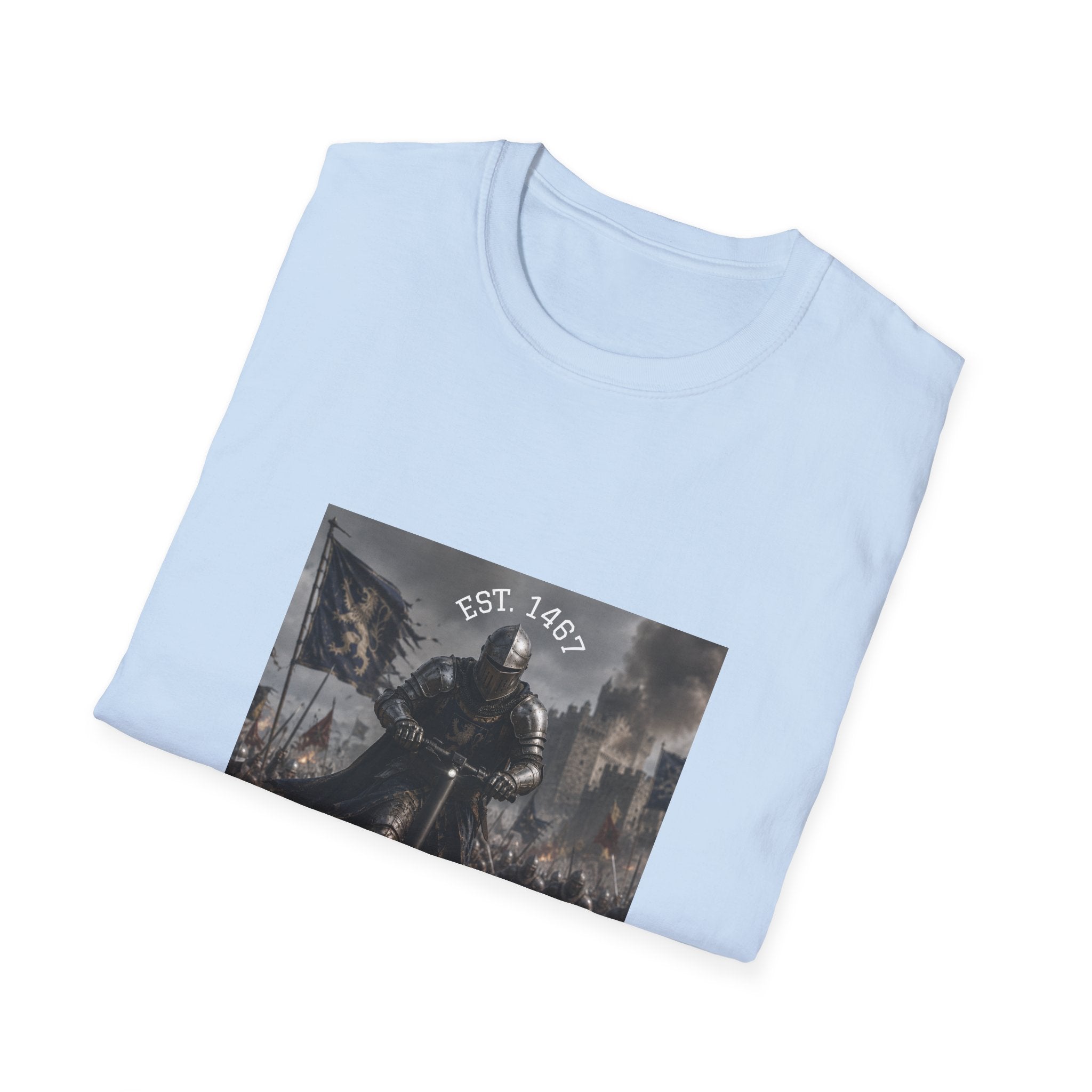 Medieval Knight Charging T-Shirt | Battle Scene, Armored Warrior
