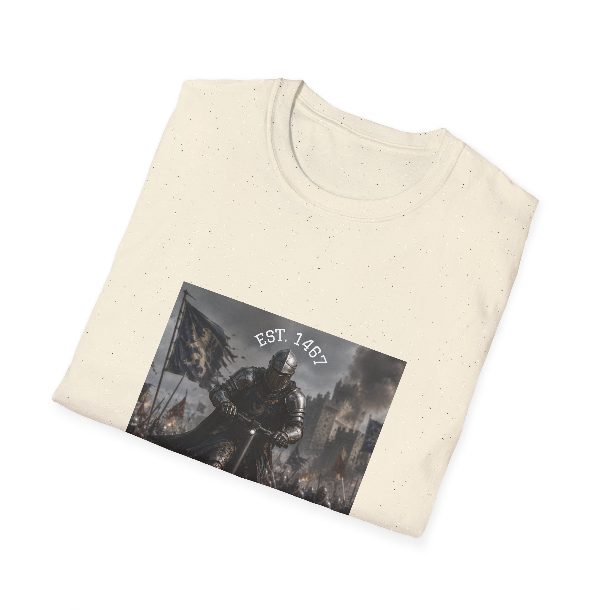 Medieval Knight Charging T-Shirt | Battle Scene, Armored Warrior