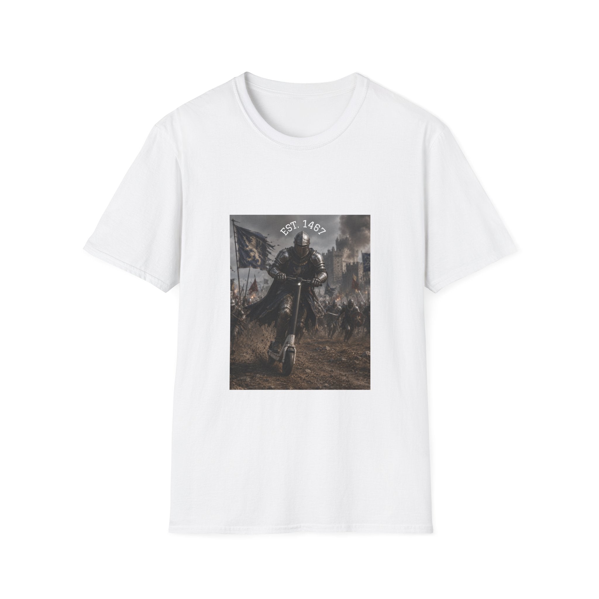 Medieval Knight Charging T-Shirt | Battle Scene, Armored Warrior