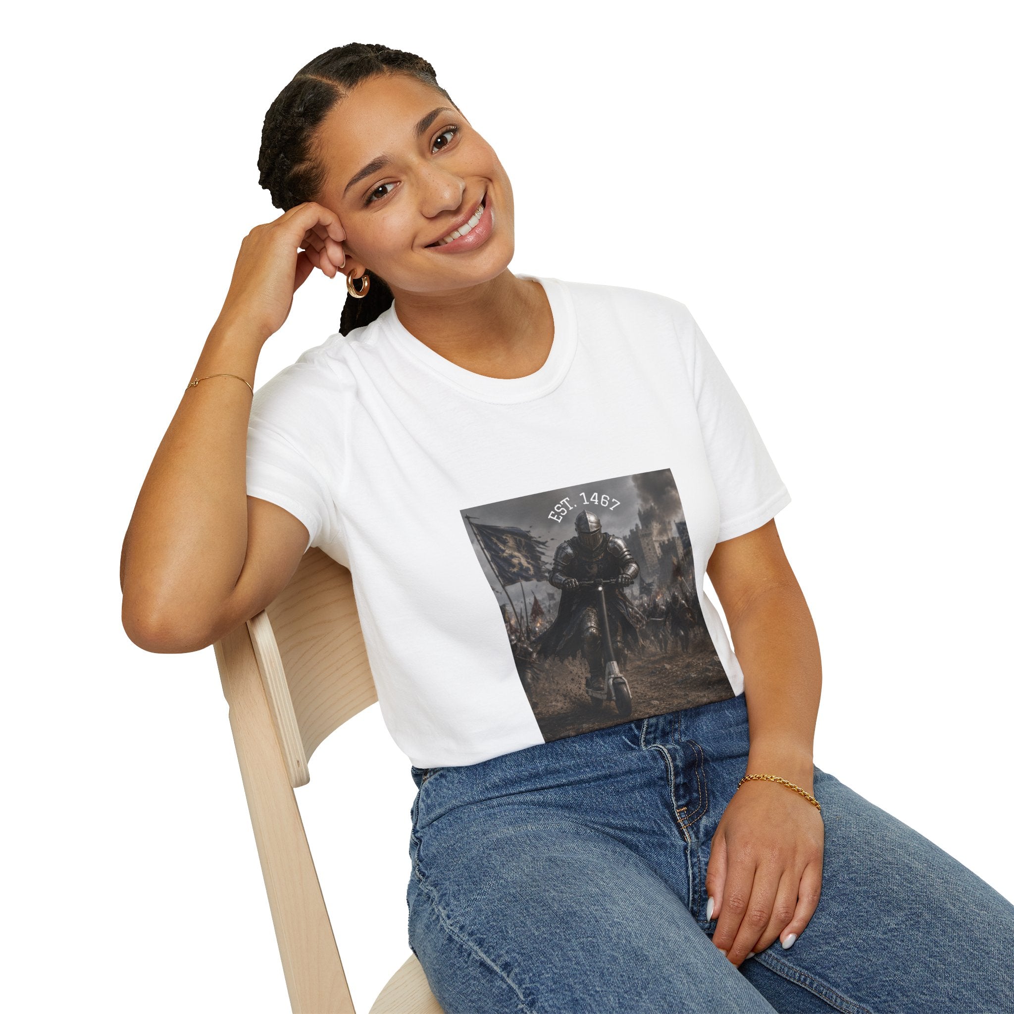 Medieval Knight Charging T-Shirt | Battle Scene, Armored Warrior