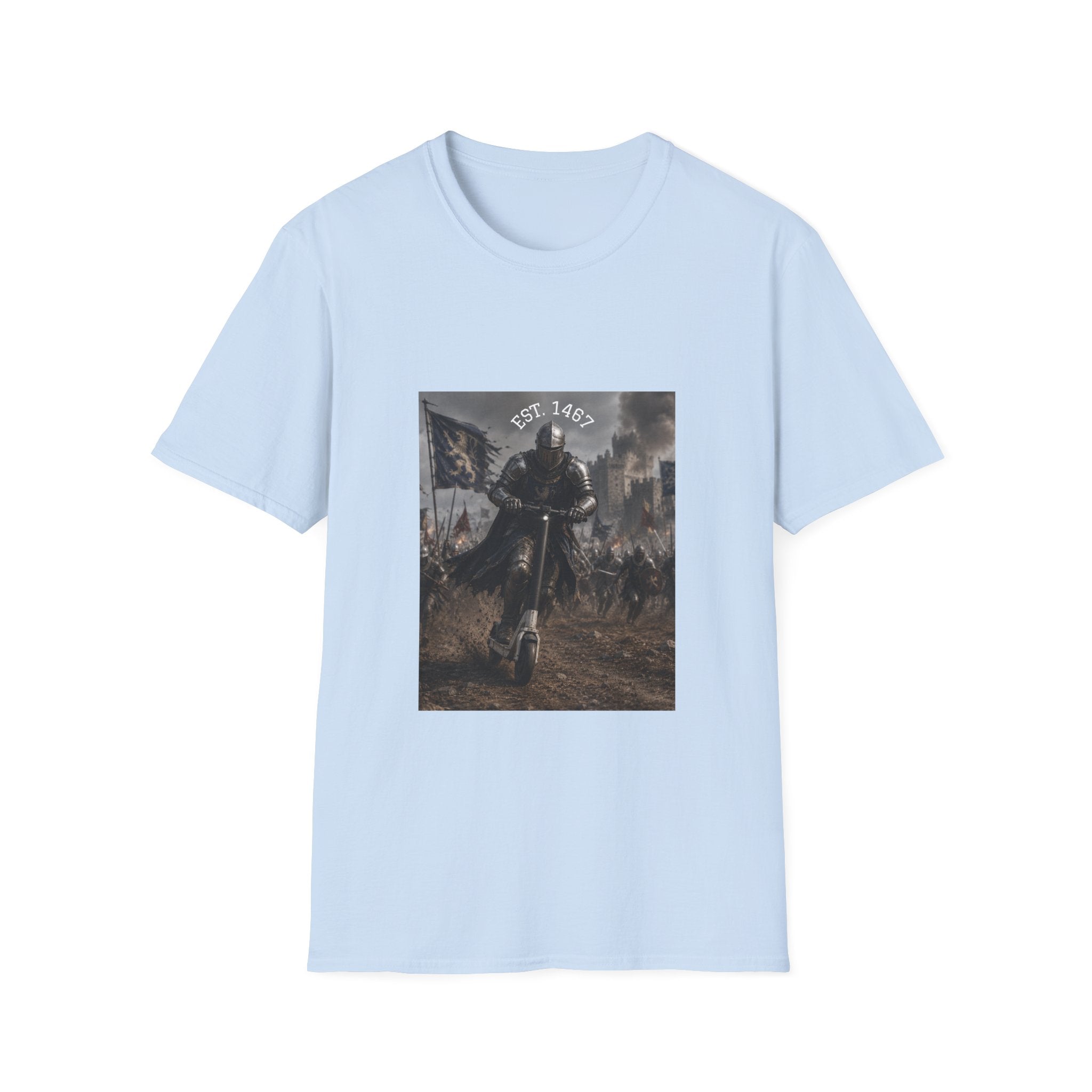 Medieval Knight Charging T-Shirt | Battle Scene, Armored Warrior