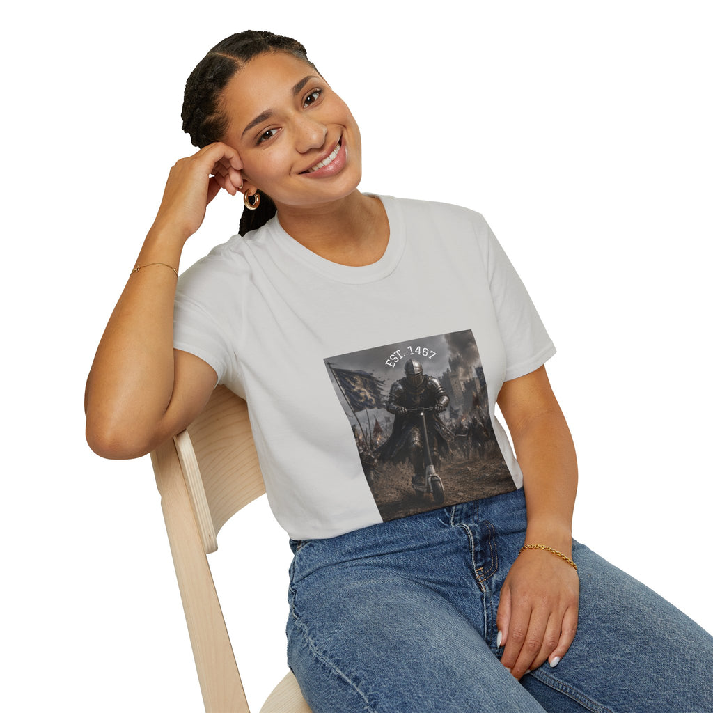 Medieval Knight Charging T-Shirt | Battle Scene, Armored Warrior