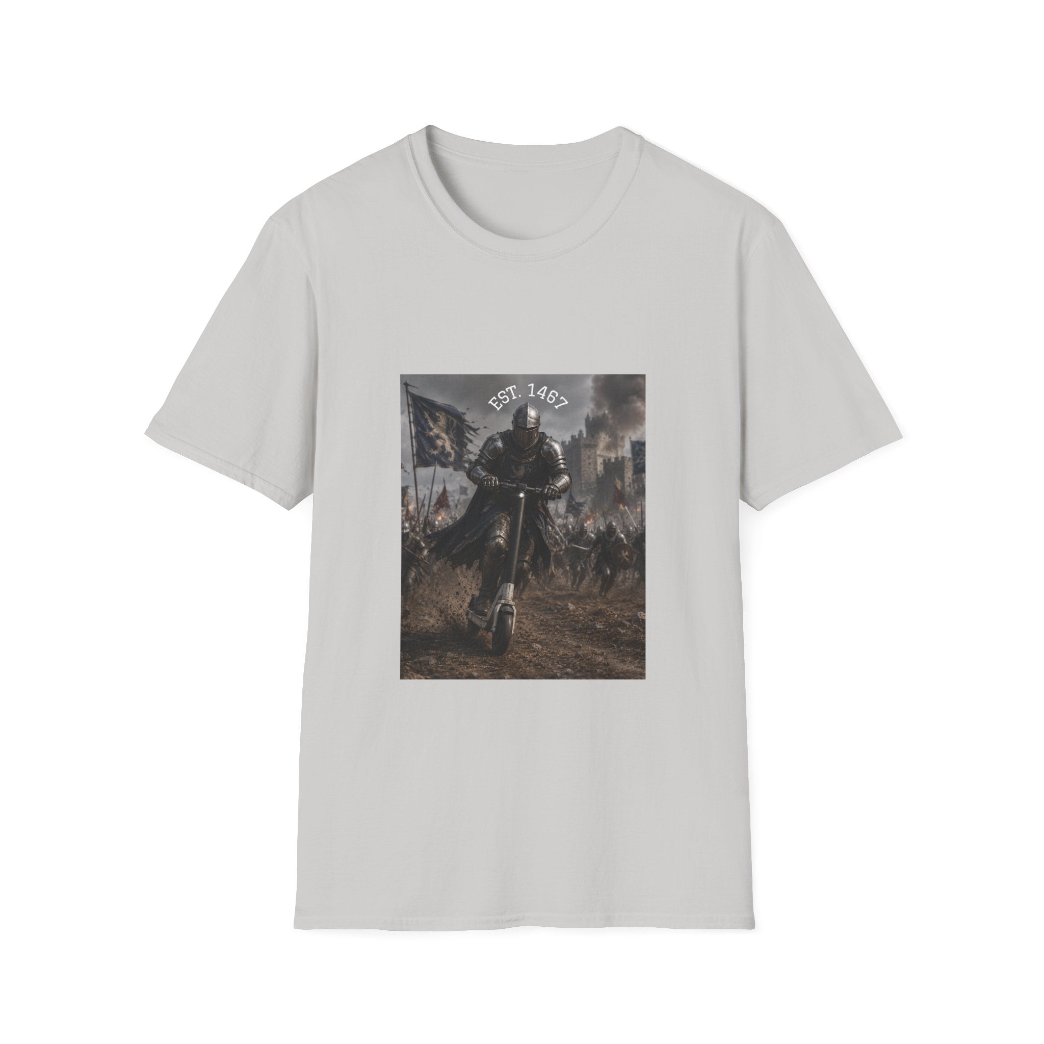 Medieval Knight Charging T-Shirt | Battle Scene, Armored Warrior