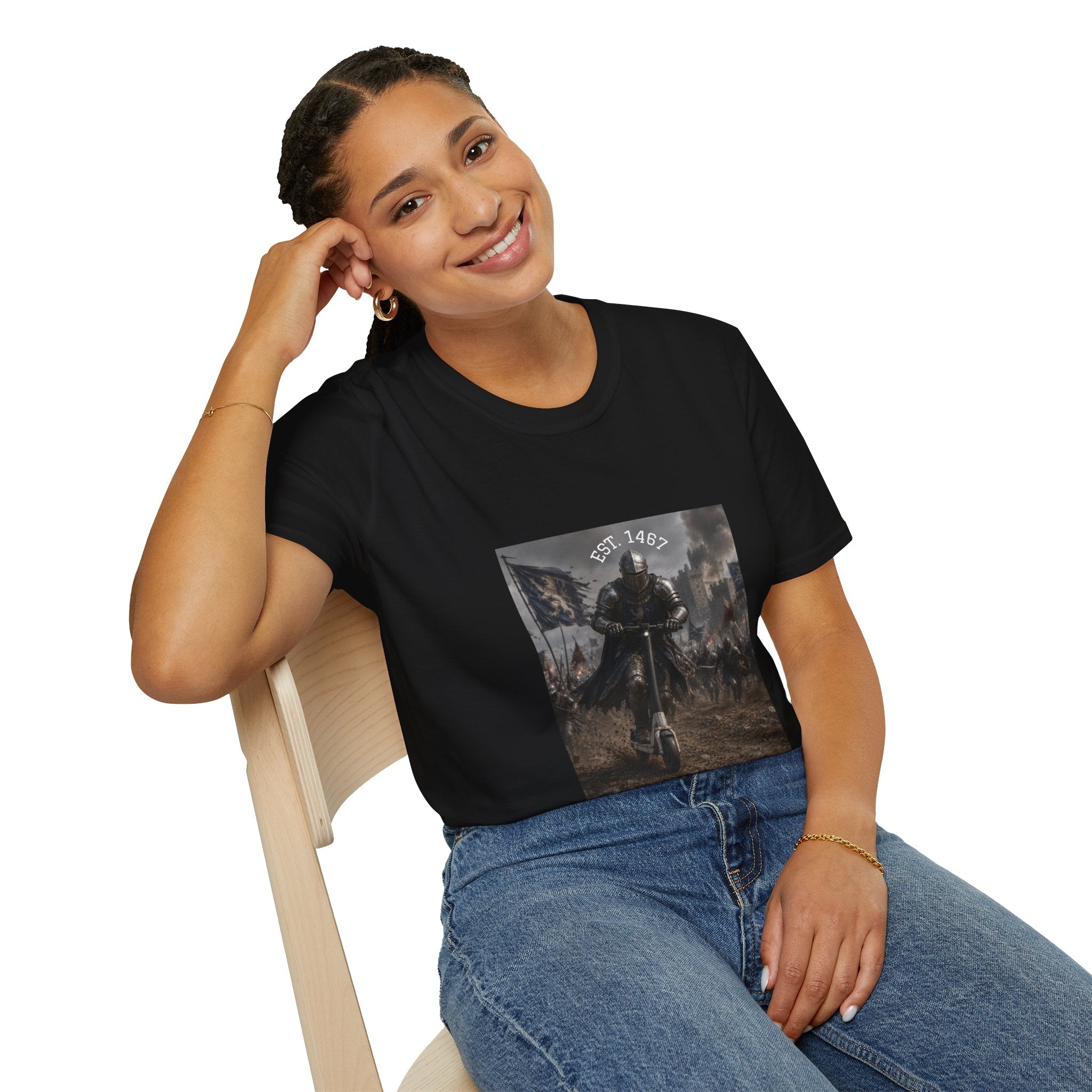 Medieval Knight Charging T-Shirt | Battle Scene, Armored Warrior